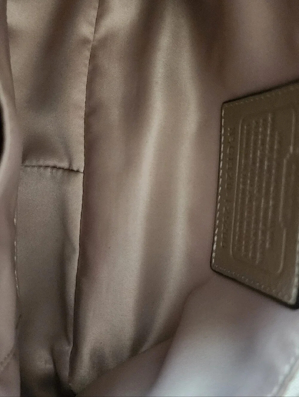 Coach Taupe Pebble Leather Shoulder Bag with Chain Accents
